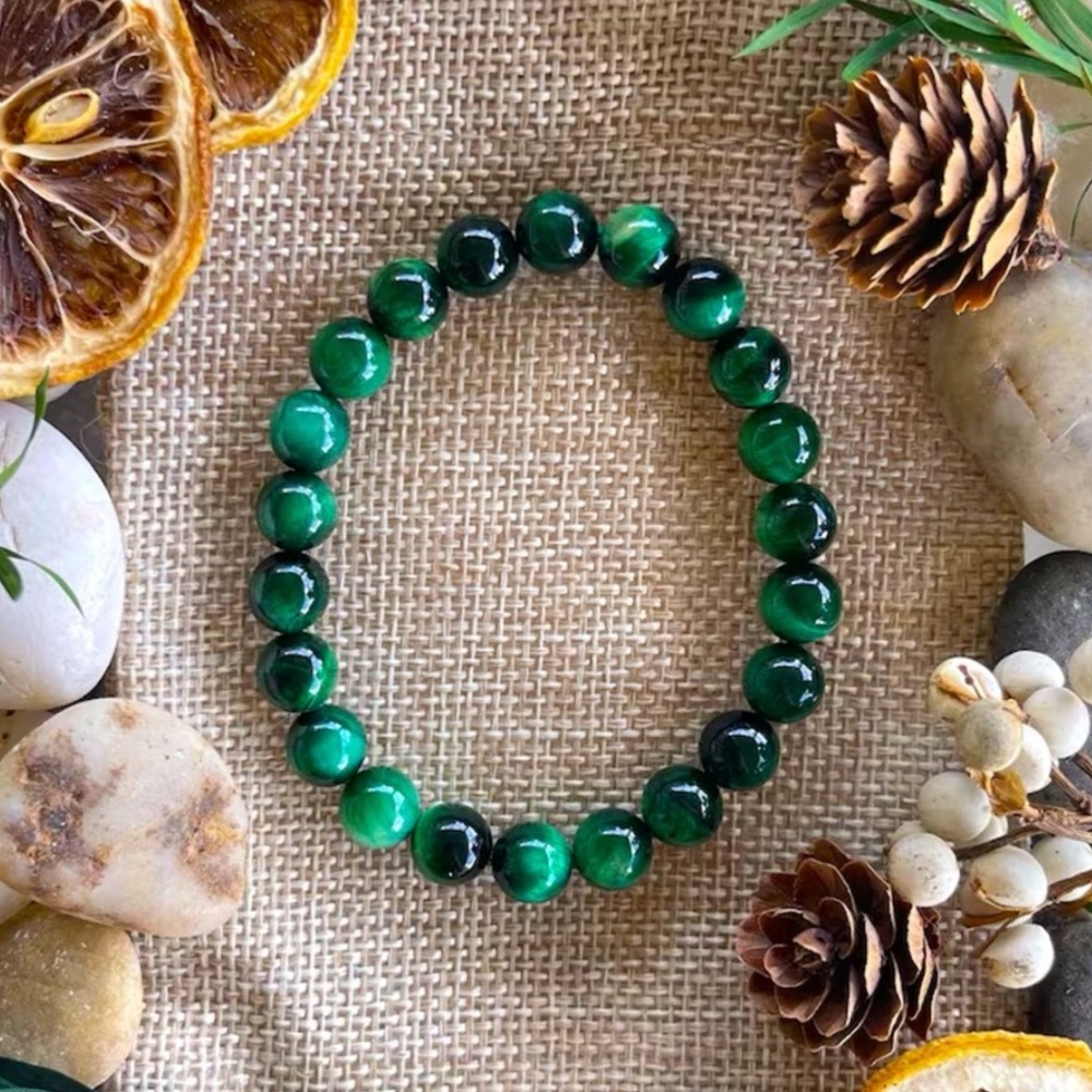 🆕New Green Tiger Eye Crystal Gemstone Beaded Healing Bracelet 8mm
